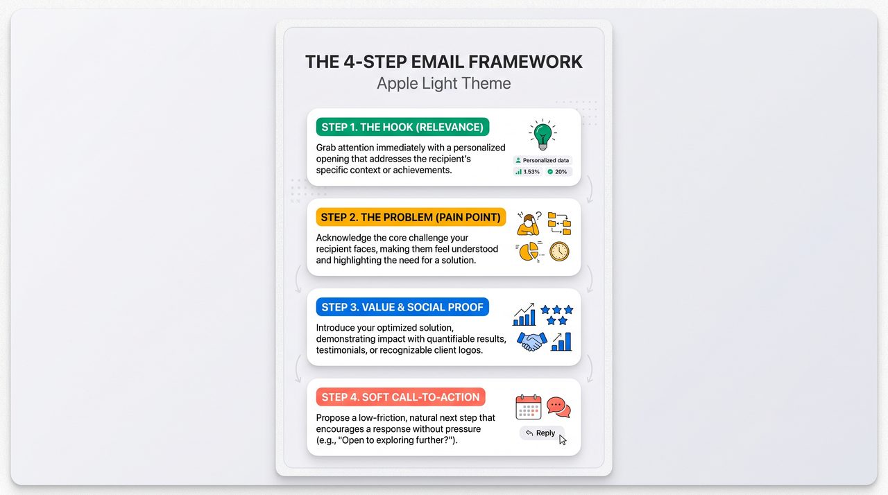 The 4-Part Cold Email Copywriting Blueprint Diagram