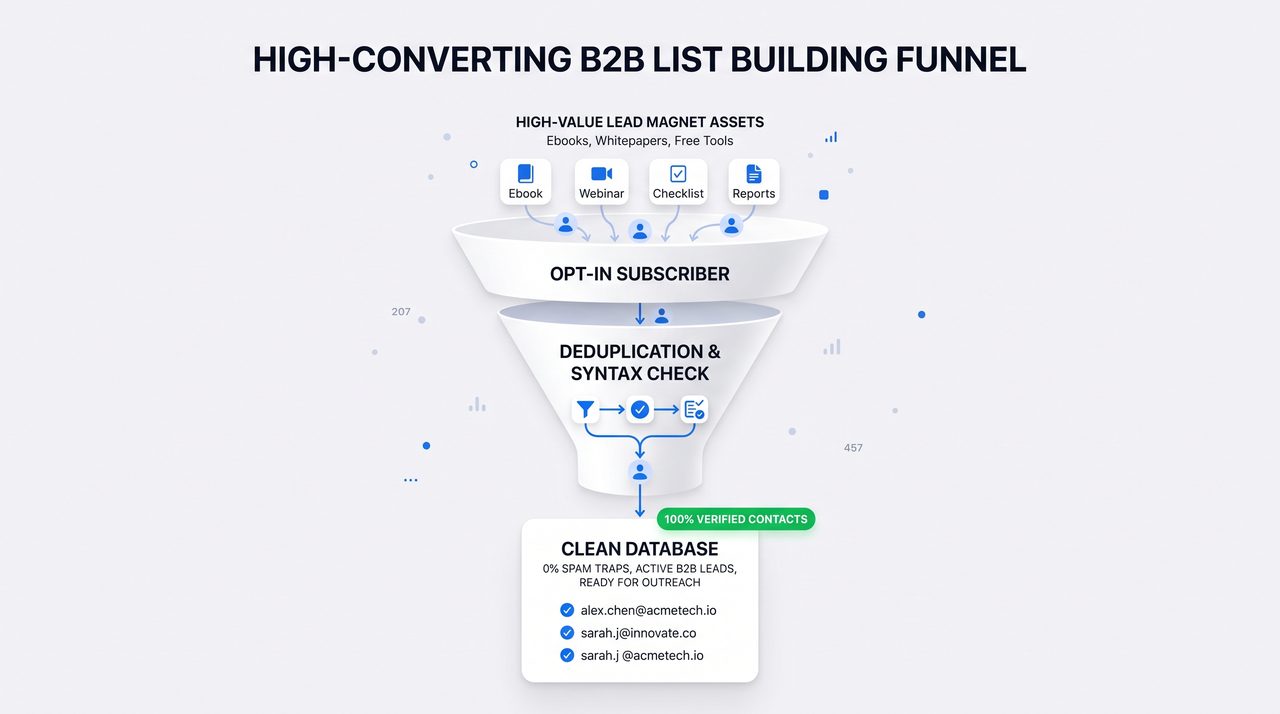 Ethical List Building & B2B Lead Verification Funnel Diagram